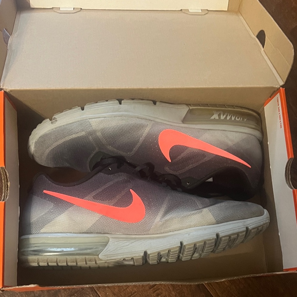 Nike Gray Mesh Trainers with orange